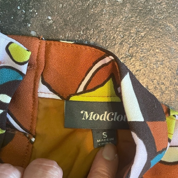 ModCloth In With Excitement Brown Floral Mock Neck Dress Size Small - Picture 6 of 10